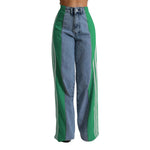 Women's Spring Summer Baggy Jeans Pants High Waist Loose Wide Leg Side Striped Denim Pants Streetwear