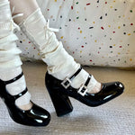 2026 Brand Design Women's Mary Janes Heels Shoes Summer Vintage Black Shoes Sweet Elegant Crystals Rhinestones Lady Pumps