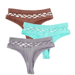 3Pcs/Set Sexy High Rise Panties Women Thongs Comfort G-String Underwear Sexy Lingerie Hollow Bottoms Female Underpants M-L