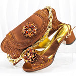 doershowItalian Shoe and Bag Set New 2024 Women Shoes and Bag Set In Italy olive Italian Shoes with Matching Bag HMP1-16