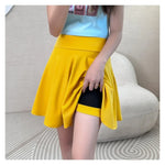 Women Flared Skirts Summer Basic Skirt Fashion Dancer Uniform Versatile Black Safety Pants Skirt Elastic Pleated Skirt Long 45CM