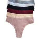 4Pcs/Set Women Cotton Panties Thongs Low Rise G-string Lace Underwear Female Underpants M-XL Sexy Lingerie Panties Intimates