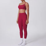 Women's Seamless Yoga Set Cross Back Sports Bra & High Waist Booty Lifting Yoga Leggings Gym Running Fitness Workout Outfit