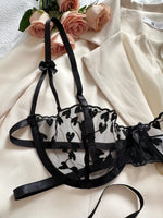 French Lace Heart Bra Set Girls Sexy Women Bralette Adjustable Transparent Embroidery Underwear Thong Bras Lingerie Panties Sets