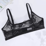 1pcs Plus Size 1XL-4XL Sexy Lace Women's Bras No Pad Breathable Sexy Lingerie 3/4 Cup Black Female Underwear Perspective Bra
