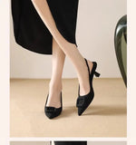 Brand Woman Slingback Shoes FashionSpring New Ladies High Heels Elegant Med Heel Pointed Toe Slip on Sandal Mules