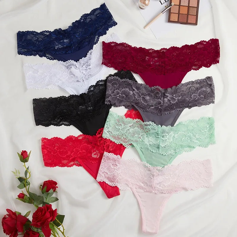 10pcs/set New Style Women's Sensual Intimate Panties Low-Rise Multi-Color Lace Trim Sexy Soft Breathable Skin-Friendly Underwear