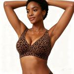 Custom made-2-Row Hook Leopard Print Bra Underwear