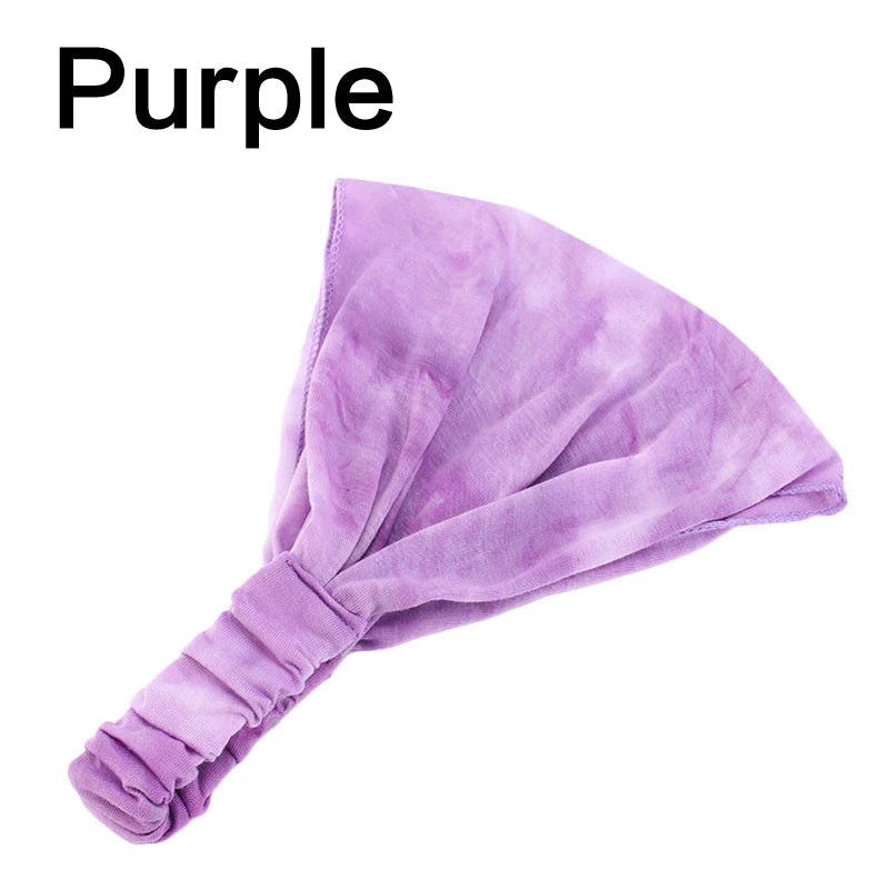 Elastic Tie Dye Cotton Headbands Turban Head Wrap for Women Girl Hair Bands Hair Bandage Beach Vintage Sports Headband