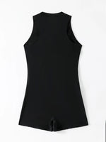 VigoJany 2026 Solid Sleeveless Plus Size Swimwear Women Zipper Push Up Large One Piece Swimsuit Summer Beach Chubby Bathing Suit