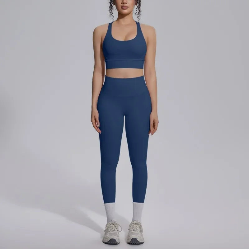 Women's Yoga Set Sports Fitness Running Beautiful Back Slim Fit Bra Hip-lifting High Waist Pants Workout Training Gym Suits