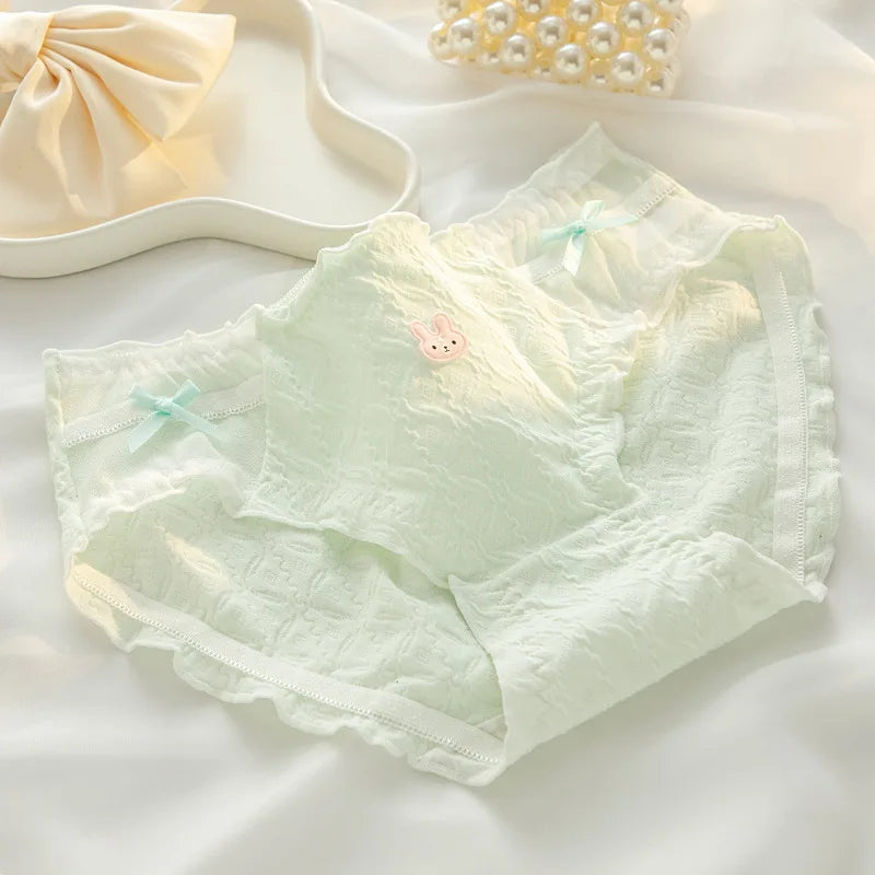 1/5pcs Women's Underwear Panty Cotton Lace Panties Girls' Bow Comfort Briefs Mid Waist Seamless Underpants Female Sexy Lingerie