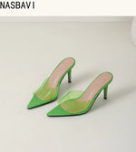 Ladies High-heeledBeach Slippers Shoes Fashion Pointed Sexy Candy Color Patent Leather Open Toes Sandals Big Size 35-43 New