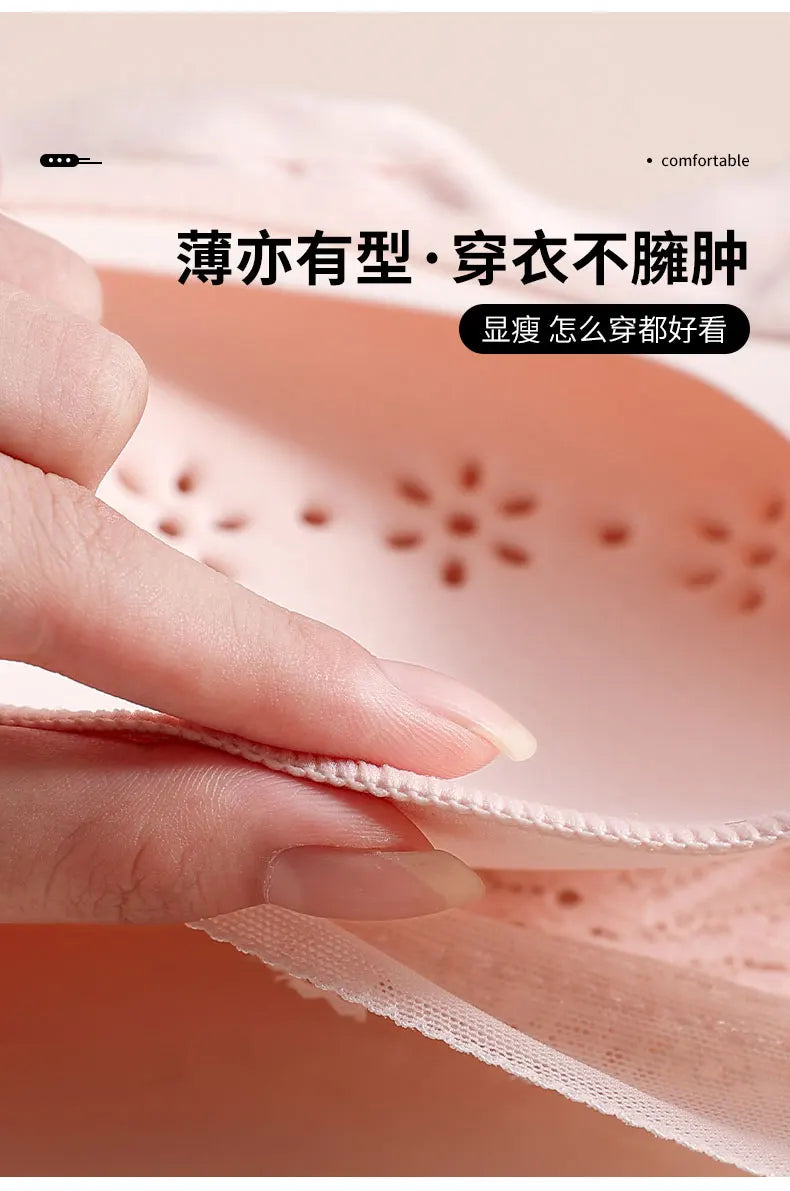 Spring And Summer New Five-breasted Thin Hole Cup Breathable Bra Without Underwire, Breast-proof Sagging Underwear Looks Thin Bh