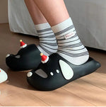 Cute Cartoon Dog Indoor Street Slippers For Women Summer House Shoes Soft EVA DIY Funny Birthday Hat Girls Home Beach Slides