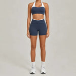 Women's Seamless Yoga Sets Sports Gym Fitness High-Waist Hip Lifting Shorts Suits Training Running Workout Beautiful Back Sets