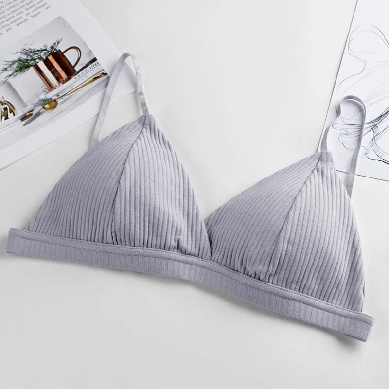 2Pcs/Set Cotton Bras For Women Push-Up Brassiere Sexy Lingerie Female Wire Free Seamless Underwear 1/3 Cup Padded Bralette