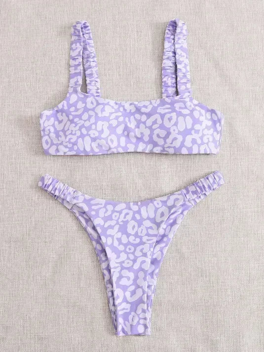 Sexy Micro Bikini Women Orange Leopard Print Push Up Padded Thong Swimsuit Female Cut Out Bathing Suit Swimwear Biquini