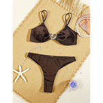 Sexy Wrinkled Brazilian Bikini Female Swimsuit Women Swimwear High Cut Leg Bather Bathing Suit Swim Two-pieces Bikini set K8056