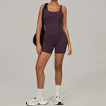 Padded Sports Jumpsuit Short Women Yoga Sets Gym Bodysuits Sexy Backless Fitness Jumpsuits Female Push Up Workout Overalls