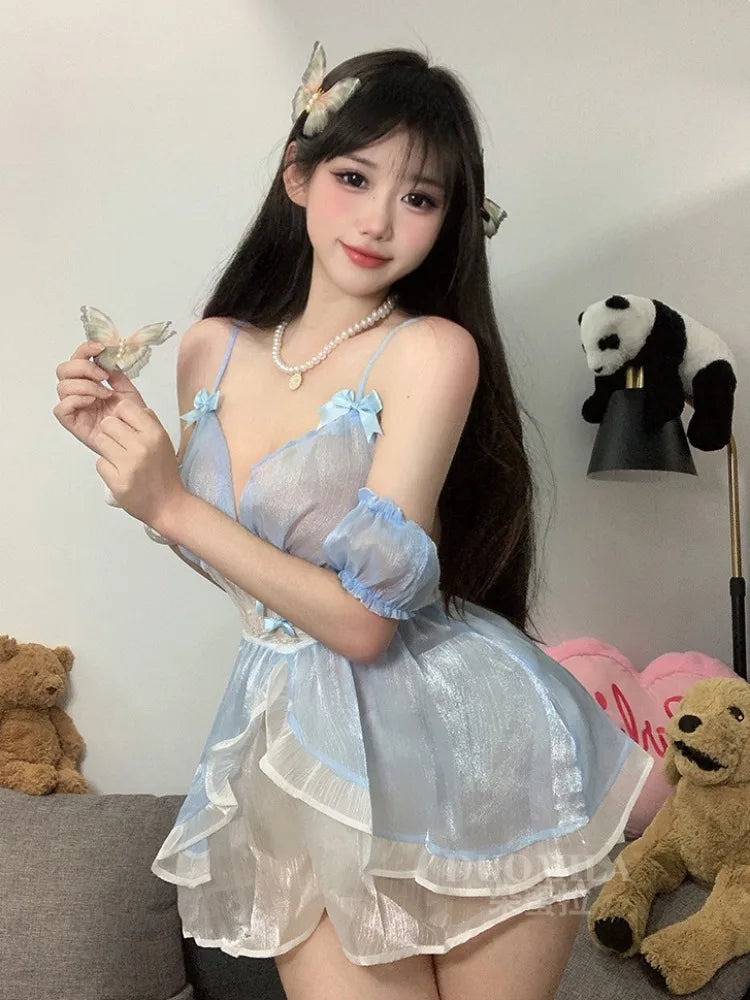 Women Christmas Red Lingerie Plush Patchwork Strapless Tube Dress Christmas Party Cosplay Costume With Arm Sleeve and Choker