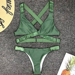 Sexy Adjustable Buckle Bandage Vevlet Bikini 2025 Women Swimsuit Female Bikinis Swimwear Two Pieces Bikini Set Bathing Suit Swim