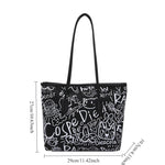 Large Capacity Printed Tote Bag, Fashion and Versatile Casual Single Shoulder Handbag with Pendant, College Style Women's Bags