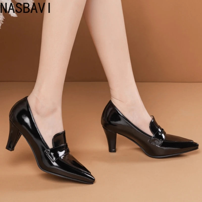 Elegant Black High Heels Women's Pumps Dress Shoes Fashion Point Heeled Party Office Footwear Shoes Ladies Comfortable Big Size