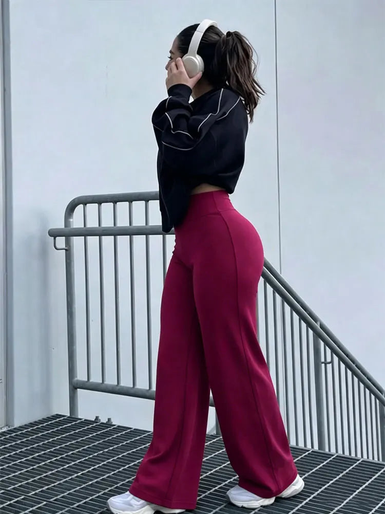 High Waist Straight Leg Workout Pants Naked Skin Friendly Hip Lifting Casual Sports Legging Training Body Shaping Fitness Bottom