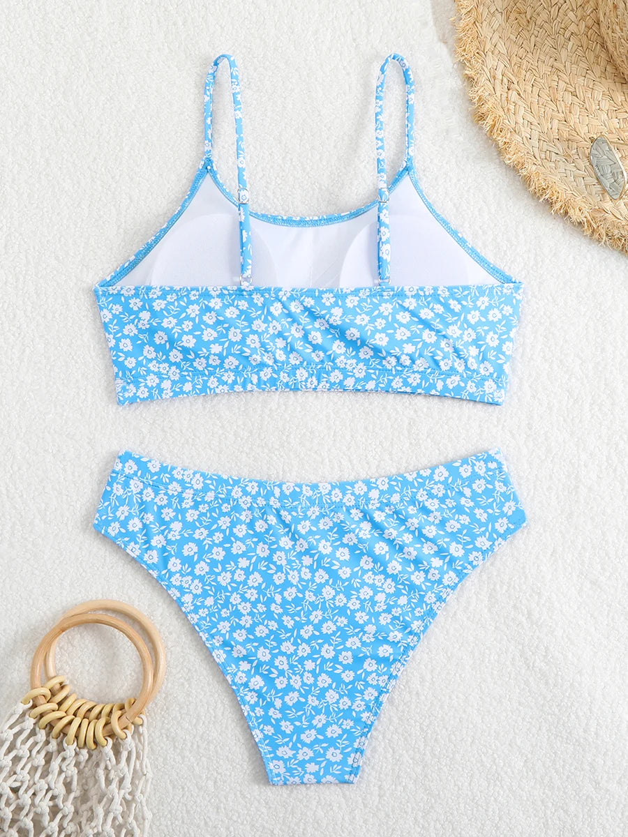 2025 Strappy Bikini High Waist Swimsuit Women Sexy Printed Swimwear Female Bathers Swimming Bathing Swimming Swim Suit Beachwear