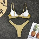 Sexy Silver Glitter Bikini 2026 Swimwear Women Push Up Cut Out Underwire Thong Swimsuit Summer Brazilian Bathing Suit Biquini