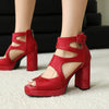 Summer Sexy Gladiator Women Sandals Designer Peep Toe Hollow Out High Heels Platform Party Ladies Shoes Zipper Sandales Femmes
