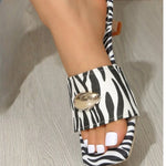 Fashionable High Heel Sandals Women's Summer Beach Shoes Thin Heel Large Size Ladies Slippers