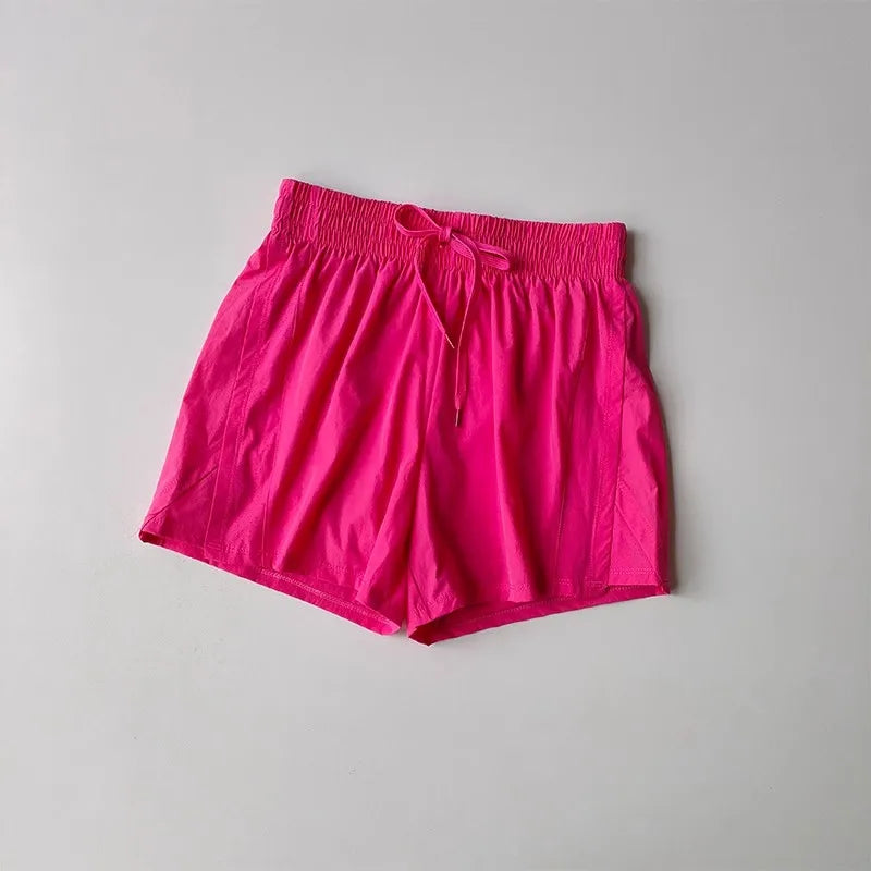 Women's Loose Fitting Anti-Glare Yoga Shorts Two-Piece Set Speed Drying Fitness Pilates Running Training Short