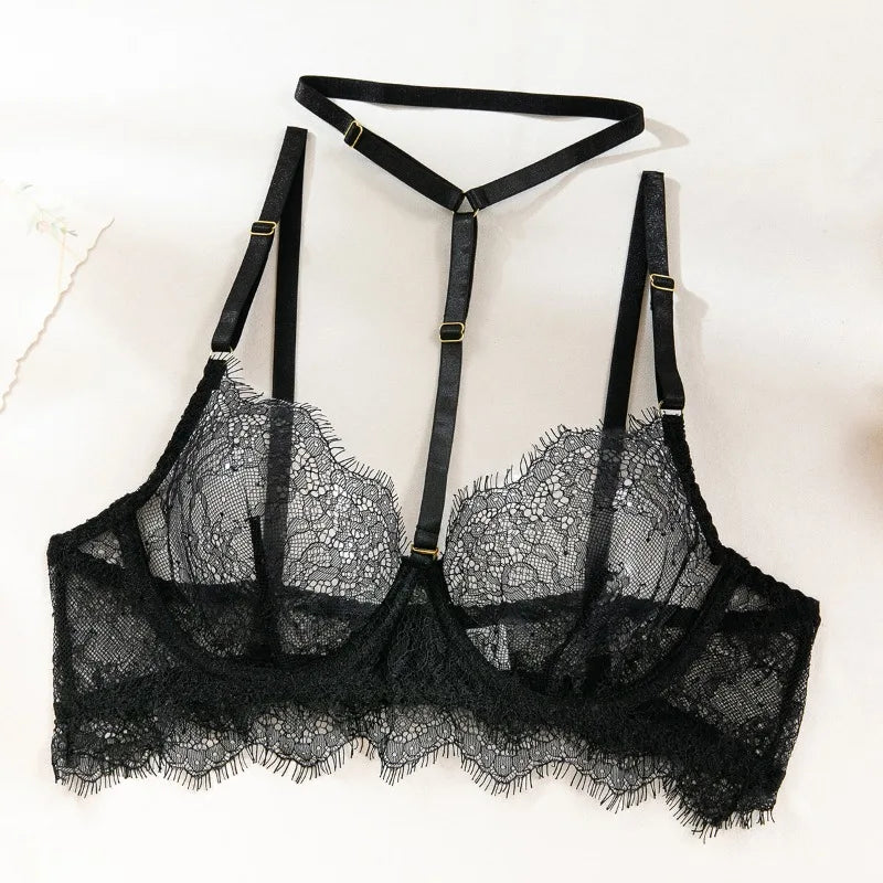 Toucheart Sexy Lingerie Suit Female Sexy See-through Lace Halter Bra SetAdjustable Leg Ring Set for Women Sexy Underwear New