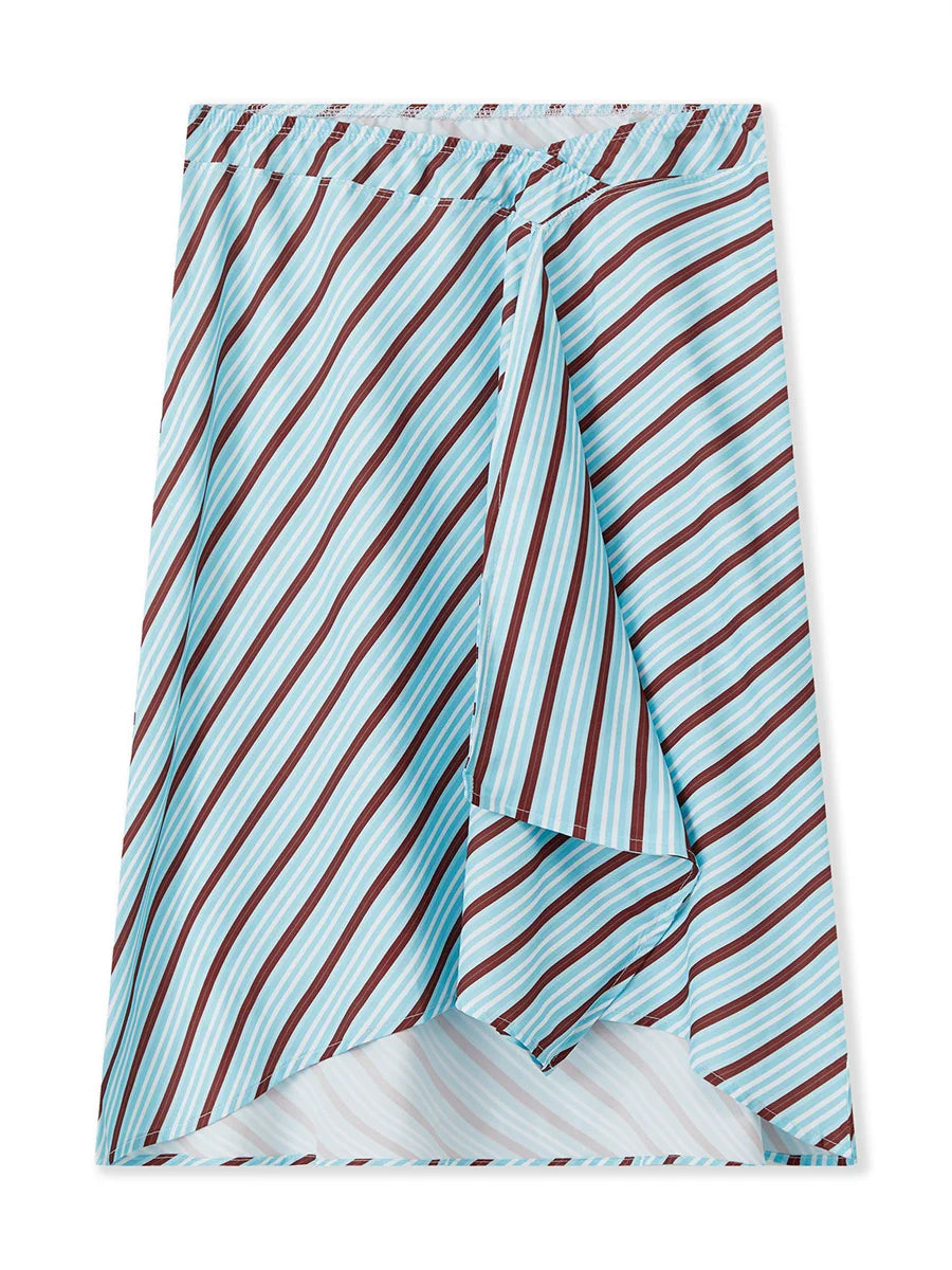 Summer Solid/Stripe/Plaid Midi Skirts for Women Casual Elegant A-Line Skirt for Beach Vacation Streetwear