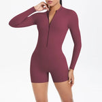 Women's Yoga Jumpsuits Sports Fitness Backless Half Zipper Peach Hip-Lifting Naked Feel Gym Running Workout One-Piece Bodysuits