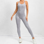 Seamless High-Waisted Peach Hip Yoga Jumpsuit for Women - Fast Drying Sweat-Wicking Tight Running Sports Jogging Gym Activewear