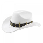 Summer Women Men Felt Cowgirl Hat with Belt Stylish Western Hat Casual Jazz Caps for Outdoor Party Club