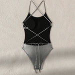 sexy glitter metallic silver backless swimsuit one piece bikini bandage swimwear bodysuits women biquini bathing suits tankini