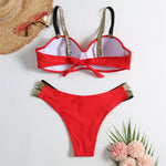 New S - XL Bra Bikini Push Up Swimsuit Female Swimwear Women Two-Pieces Bikini Set With Cup Bather Bathing Suit Swim Lady V2310