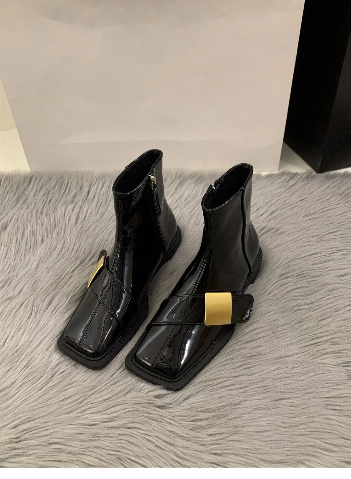 Designer Vintage Women Ankle Boots Fashion Square Toe Shoes Spring Autumn Flats Ladies Short Booties 2025