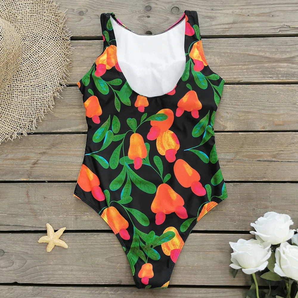 Striped Women One Piece Swimsuit High Quality Swimwear Printed Push Up Monokini Summer Bathing Suit Tropical Bodysuit Female