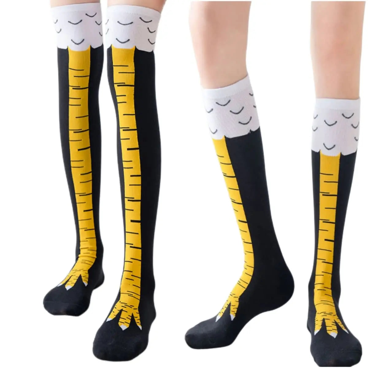 Women Thigh High Stockings Chicken Feet Print Long Socks Over Knee Socks Funny Novelty Socks Cartoon Animal Paws Stockings