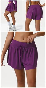 Women's Loose Nude Sports Shorts Solid Pink Drawstring High Waist Yoga Leggings Outdoor Running Casual Fitness Exercise Shorts