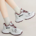 Breathable Mesh Running Sneakers Women Spring Autumn Fashion Mix Color Platform Sports Shoes Woman Lace Up Non Slip Shoes Female