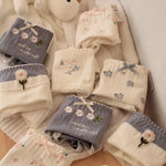 3pcs Soft Cute Floral Cotton Panties for Girls School Style Lace Trim Antibacterial Crotch Triangle Briefs Sweet Underwear