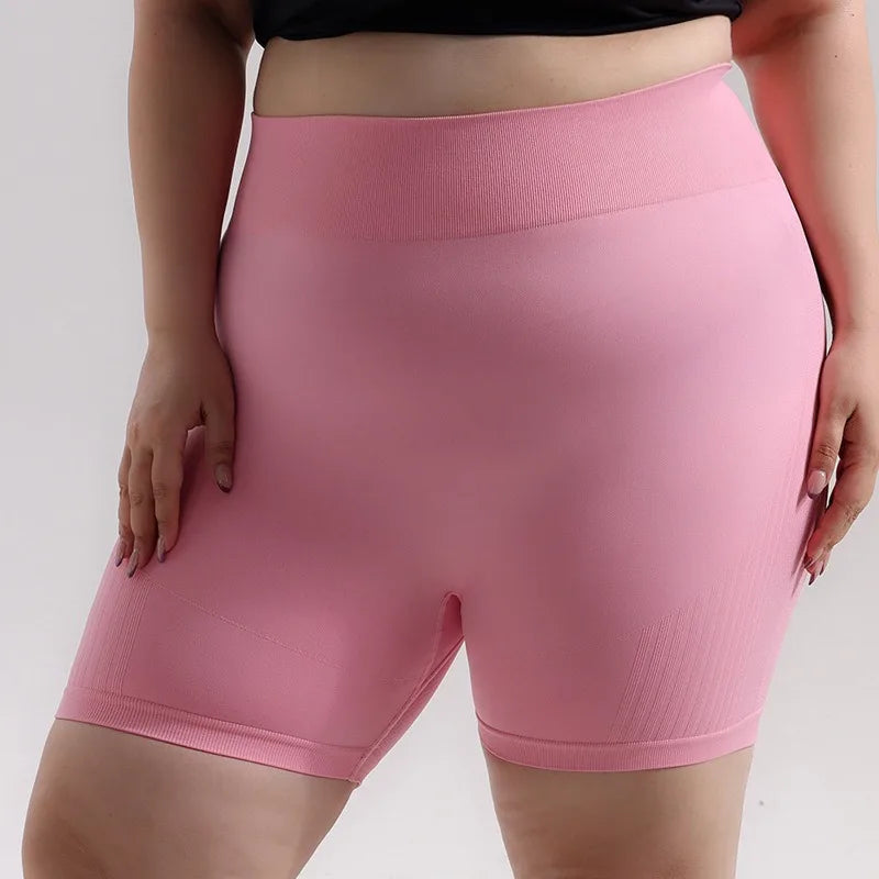 STOUREG Women's Plus Size Seamless Yoga Shorts High Support Quick Dry Fitness Running Gym Shorts