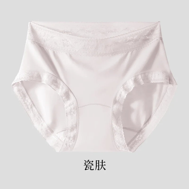 Women's underwear lace mid-waist seamless extended crotch large size briefs modal