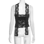 FDYOUI Woman Clothes Summer Bandage Lace Corset T-shirt 2026 Sexy Off Shoulder See-through Crop Tops Evening Party Top Black
